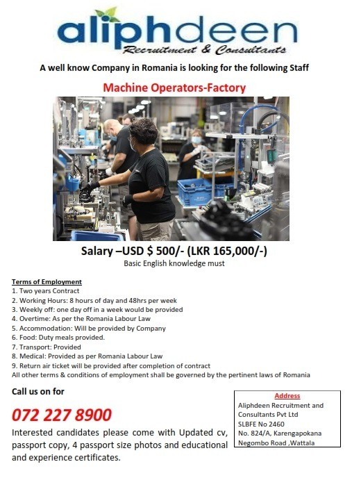Factory machine operators